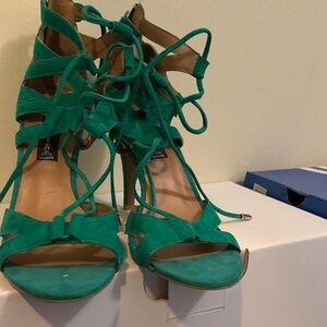 Steve Madden Emerald Green Suede Lace-Up Heels